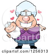 Clipart Of A Loving Granny Holding A Baby Royalty Free Vector Illustration