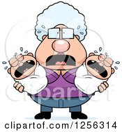Poster, Art Print Of Stressed Granny Holding Twin Babies