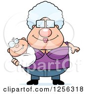 Clipart Of A Happy Granny Holding A Baby Royalty Free Vector Illustration