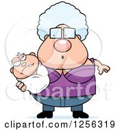 Clipart Of A Surprised Granny Holding An Evil Baby Royalty Free Vector Illustration