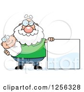 Poster, Art Print Of Happy Caucasian Grandpa Holding A Baby By A Blank Sign