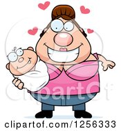 Clipart Of A Loving Caucasian Mother Holding A Baby Royalty Free Vector Illustration by Cory Thoman