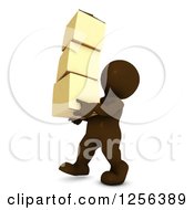 Poster, Art Print Of 3d Brown Man Carrying Boxes
