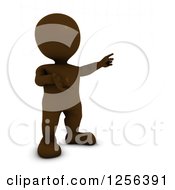 Clipart Of A 3d Brown Man Presenting Royalty Free Vector Illustration