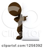 Clipart Of A 3d Brown Man Presenting A Sign Royalty Free Vector Illustration