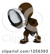 Poster, Art Print Of 3d Brown Man Using A Magnifying Glass