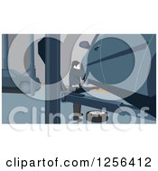 Poster, Art Print Of Man Changing Car Tires In A Garage