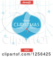 Poster, Art Print Of Blue Merry Christmas Greeting Bauble And Snowflakes With Text