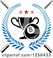 Clipart Of A Trophy And Eightball With Crossed Cue Sticks In A Wreath Royalty Free Vector Illustration by Vector Tradition SM