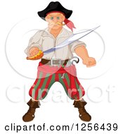 Poster, Art Print Of Tough Blond Male Pirate Holding A Sword