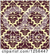Poster, Art Print Of Seamless Brown And Yellow Damask Pattern Background