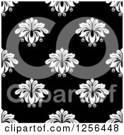 Clipart Of A Seamless Black And White Damask Pattern Background Royalty Free Vector Illustration