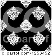 Clipart Of A Seamless Black And White Damask Pattern Background Royalty Free Vector Illustration
