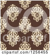 Clipart Of A Seamless Brown Damask Pattern Background Royalty Free Vector Illustration