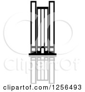 Clipart Of A Black And White Skyscraper Building With A Reflection Royalty Free Vector Illustration