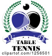 Poster, Art Print Of Ping Pong Ball And Paddles In A Wreath Over Table Tennis Text