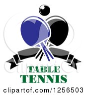 Ping Pong Ball And Paddles Over Table Tennis Text