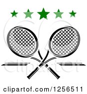 Clipart Of Crossed Tennis Rackets With Stars Royalty Free Vector Illustration