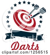 Poster, Art Print Of Darts In A Target Inside A Star Circle With A Banner And Text