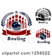 Clipart Of Bowling Balls And Pins With Text Royalty Free Vector Illustration