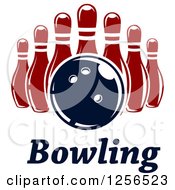 Clipart Of A Bowling Ball And Pins Over Text Royalty Free Vector Illustration