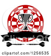 Poster, Art Print Of Trophy Cup And Banner Over A Target And Darts