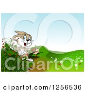 Clipart Of A Rabbit And Snail By A Raspberry Bush Royalty Free Vector Illustration