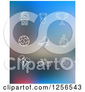 Poster, Art Print Of White Sports Icons On Blurred Blue