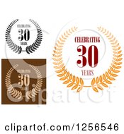 Clipart Of Celebrating 30 Years Anniversary Designs Royalty Free Vector Illustration