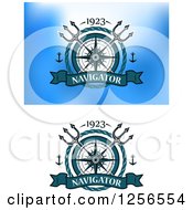Poster, Art Print Of Nautical Labels With Anchors Compasses Tridents And Ropes