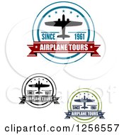 Clipart Of Airplane Tours Labels Royalty Free Vector Illustration