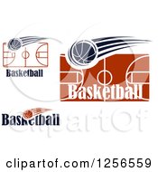 Clipart Of Basketballs Flying Over Courts Royalty Free Vector Illustration