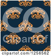 Clipart Of A Seamless Orange And Blue Floral Pattern Royalty Free Vector Illustration