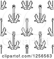 Clipart Of A Seamless Black And White Pattern Of Anchors Royalty Free Vector Illustration