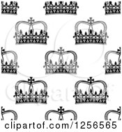 Poster, Art Print Of Seamless Pattern Background Of Black And White Crowns