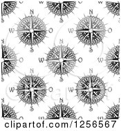 Poster, Art Print Of Seamless Pattern Background Of Black And White Compasses