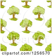 Clipart Of A Seamless Background Pattern Of Mature Trees Royalty Free Vector Illustration