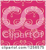 Clipart Of A Seamless Background Pattern Of Swirls On Pink Royalty Free Vector Illustration
