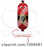 Clipart Of A Happy Sausage And Text Royalty Free Vector Illustration