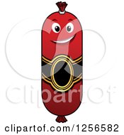 Clipart Of A Happy Sausage Royalty Free Vector Illustration