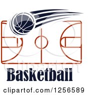 Clipart Of A Basketball Flying Over A Court With Text Royalty Free Vector Illustration