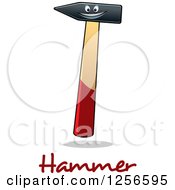 Clipart Of A Happy Hammer Character With Text Royalty Free Vector Illustration