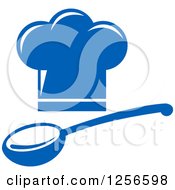 Clipart Of A Blue Chef Hat And Spoon Royalty Free Vector Illustration