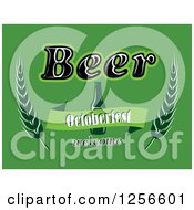 Poster, Art Print Of Bottle With Beer Octoberfest Welcome Text On Green