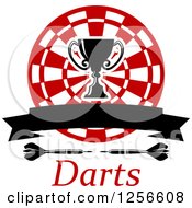 Poster, Art Print Of Trophy Cup And Banner Over A Target Darts And Text
