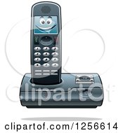 Poster, Art Print Of Happy Cordless Telephone Character