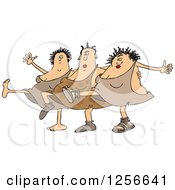 Clipart Of Cave Women Dancing The Can Can Royalty Free Vector Illustration