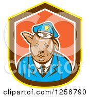Cartoon Police Dog In A Yellow Brown White And Orange Shield