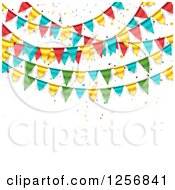 Clipart Of A Party Background With Colorful Bunting Flags On White Text Space Royalty Free Vector Illustration by vectorace