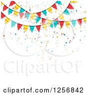 Poster, Art Print Of Party Background With Colorful Bunting Flags On White Text Space